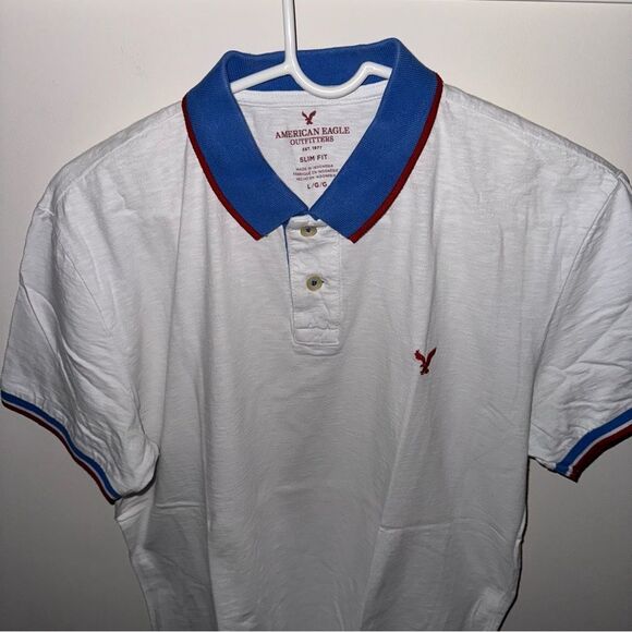 American Eagle Outfitters Men's White Slim Fit Polo T-Shirt - Picture 9 of 11
